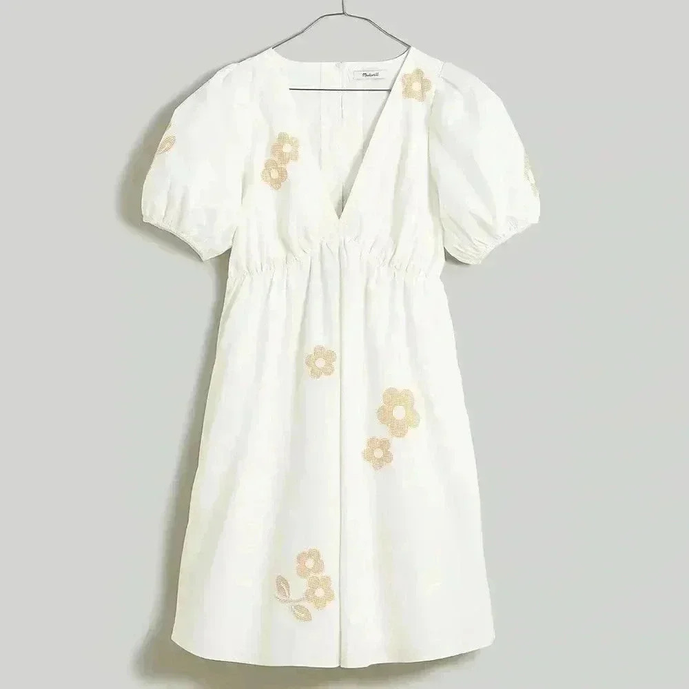 Madewell Annamarie Embroidered Mini Dress